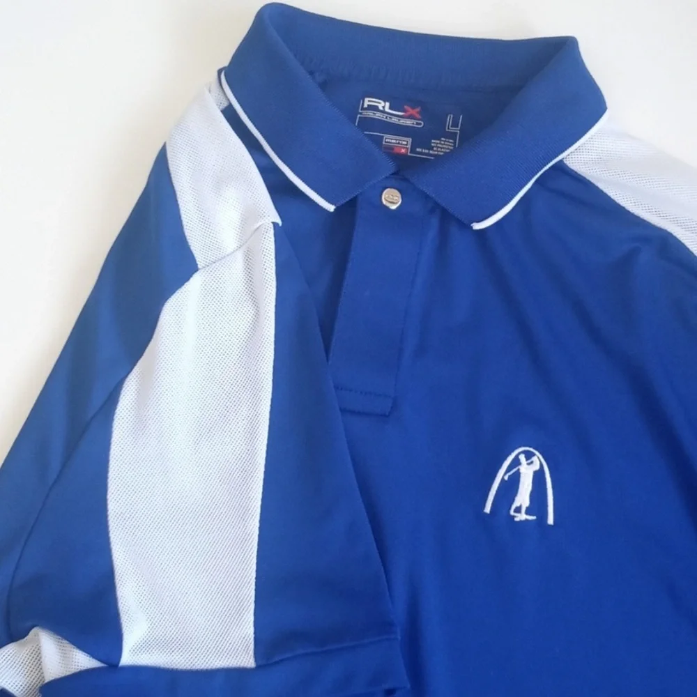 Men's RLX Ralph Lauren Royal Blue & White Short Sleeve Casual Golf Shirt XL